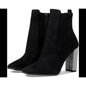 Elegant Black Ankle Boots with Silver Heel